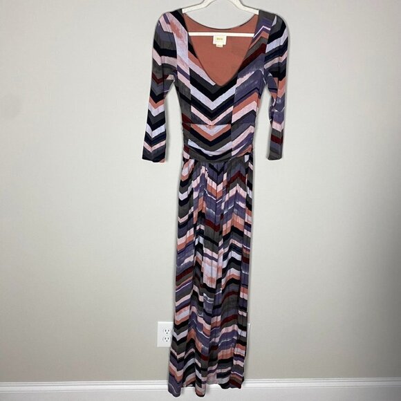 Anthropologie Maeve Novella Chevron Striped Maxi Dress Womens XS - Picture 1 of 9